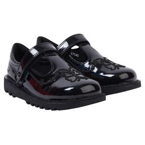 Kickers Girls Stardust Patent Leather T-Bar School Shoes / Black